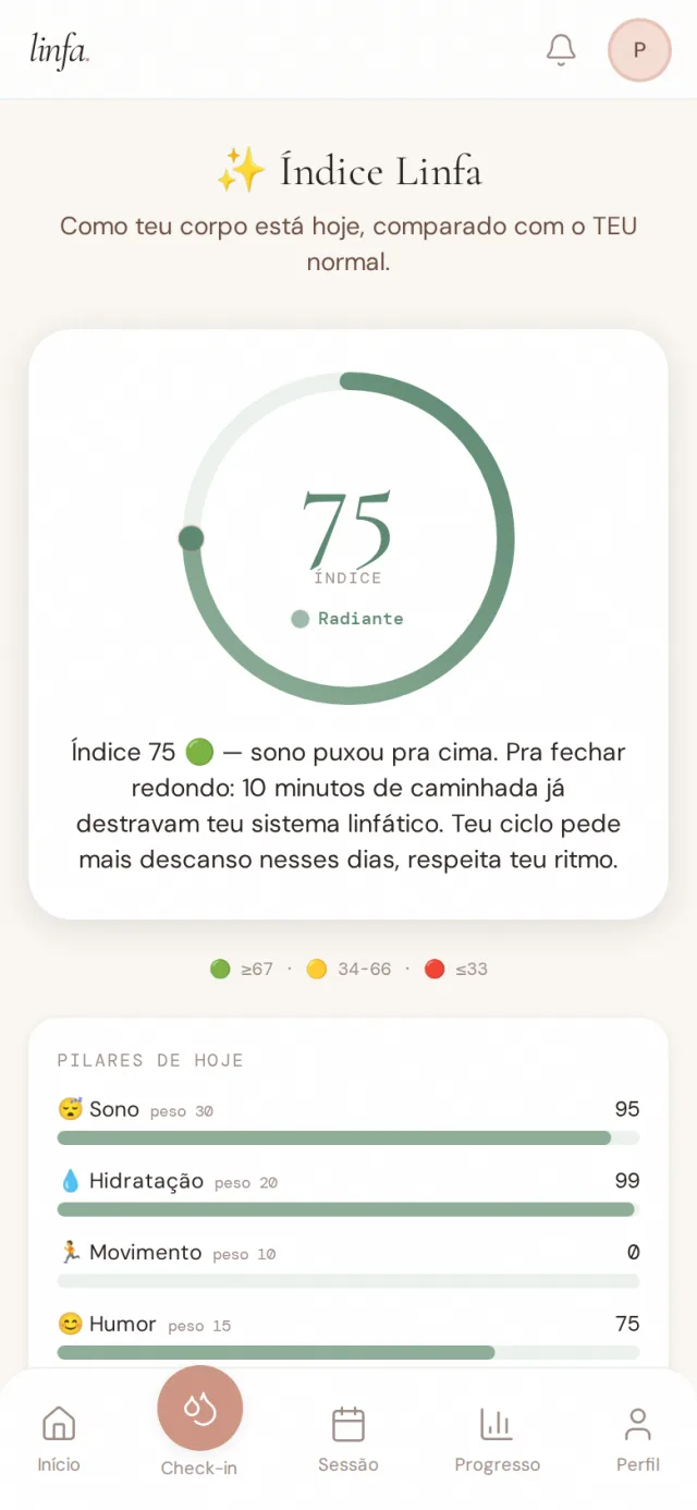 Tela do Índice Linfa