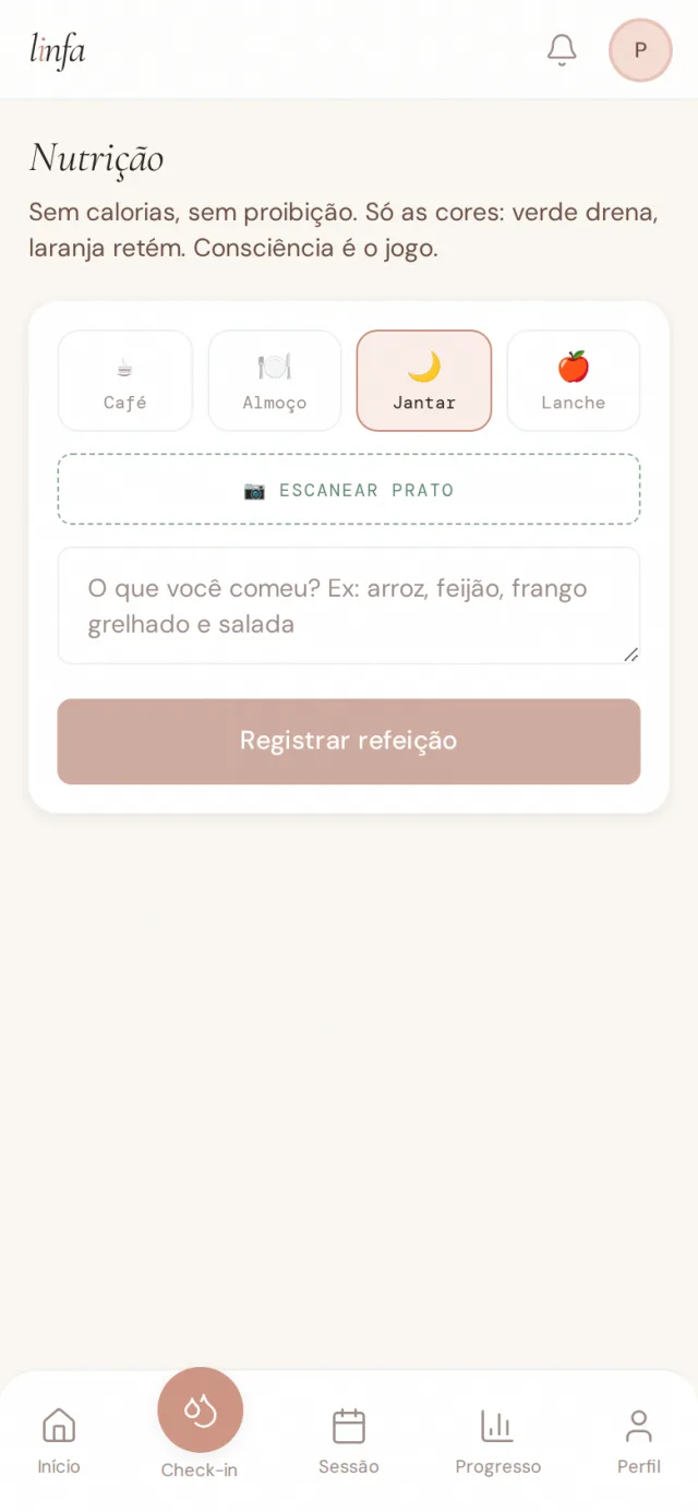 Tela de nutrição